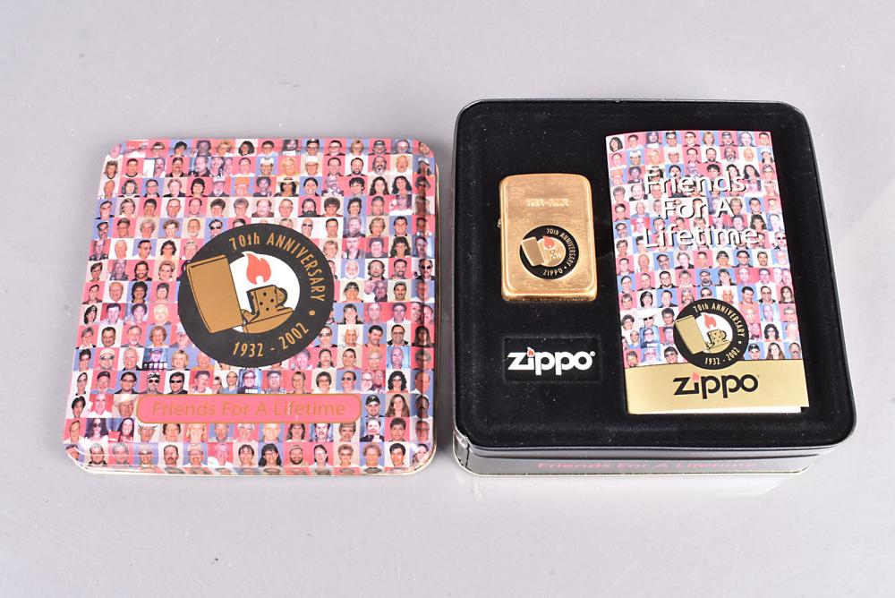 70th Anniversary Zippo lighter, 1932-2002, complete with