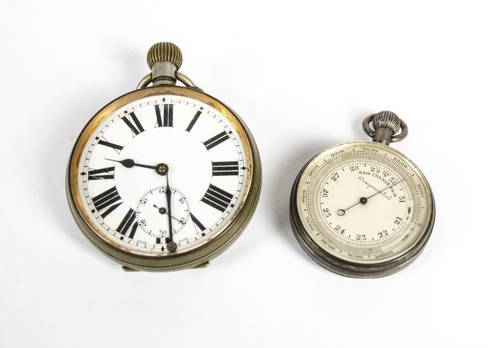 A 20th Century Swiss pocket watch, white enamel dial with Roman ...