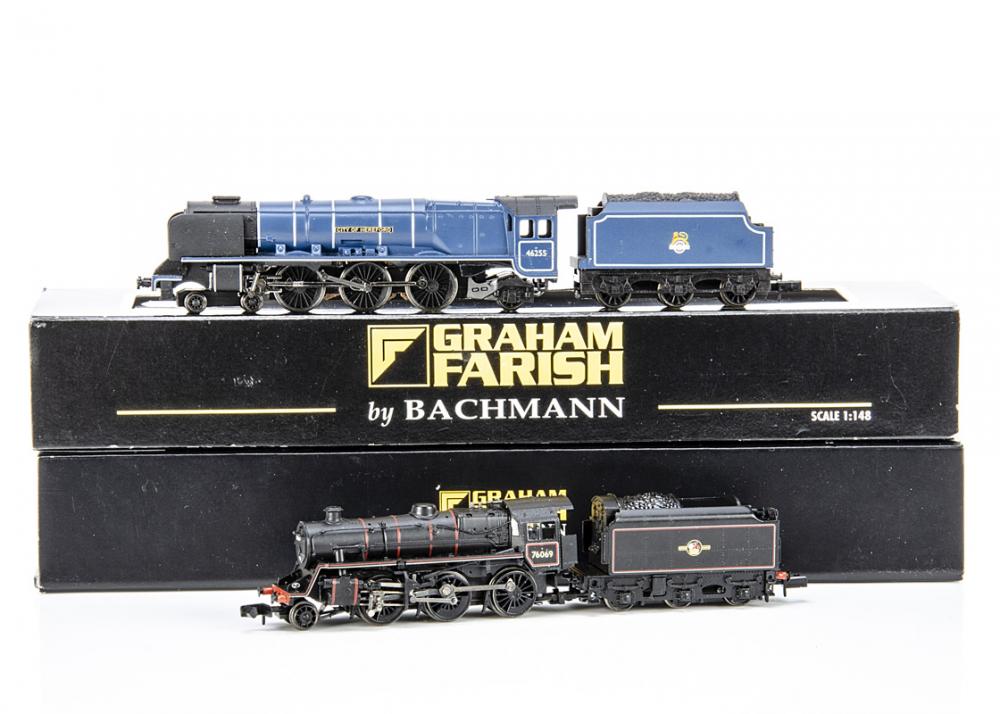 Graham Farish By Bachmann BR Steam and Tenders, both cased with card sleeves 372175